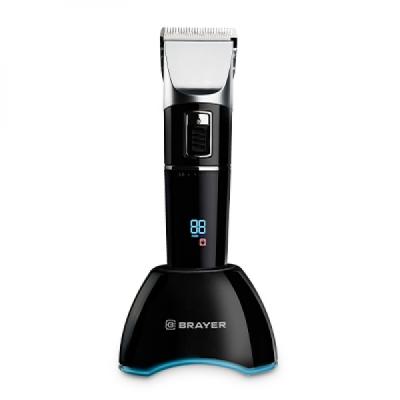 Машинка для стрижки Brayer 3402BR LED-дисплей, 4 насад, турбо, титан.покр, регу.высоты лезвий