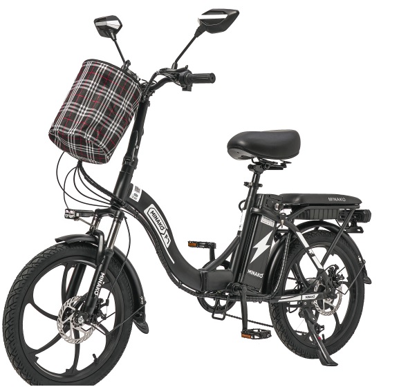 Электровелосипед Minako F7 черный колеса 20'', 48V/10А, складной, до 40км на заряде