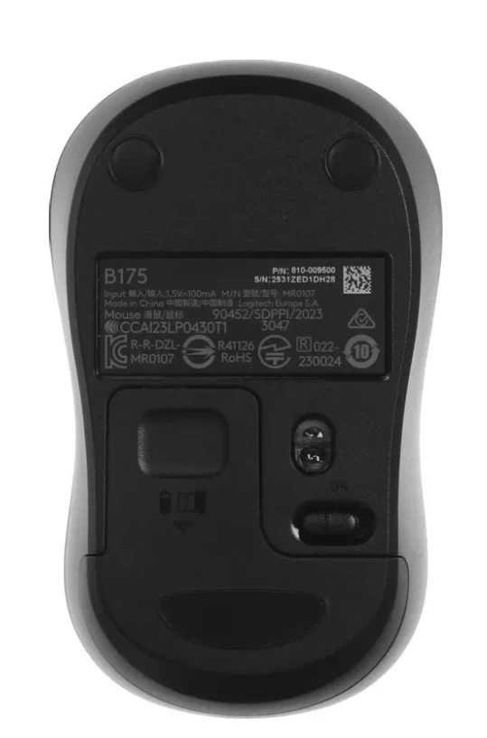 Мышка Logitech B175 Black беспроводная оптическая (910-004332)