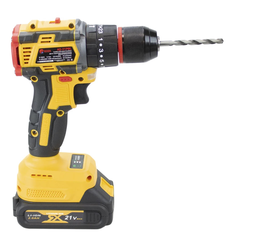Аккумуляторный шуруповерт Edon Super AD-21PBL бесщеточный, ударный, 21В, 1Акк