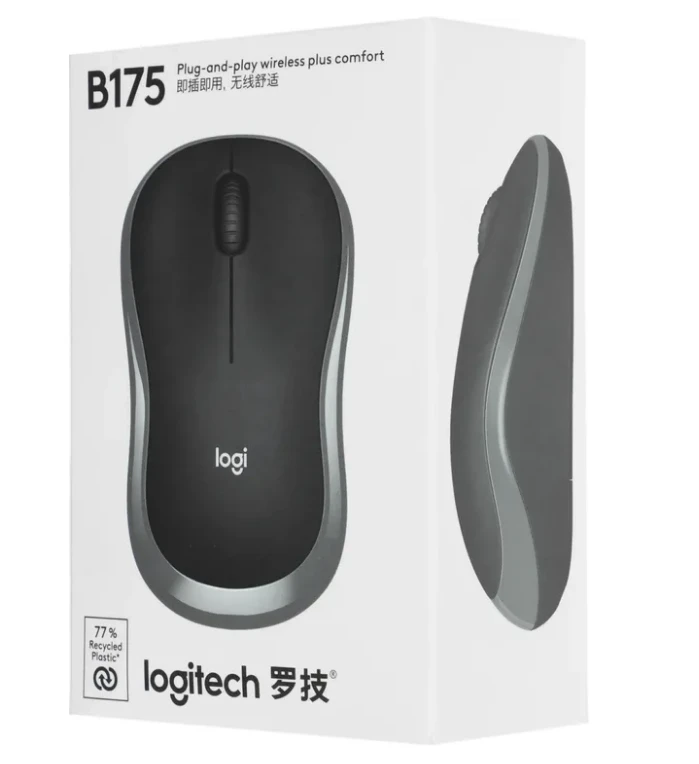 Мышка Logitech B175 Black беспроводная оптическая (910-004332)