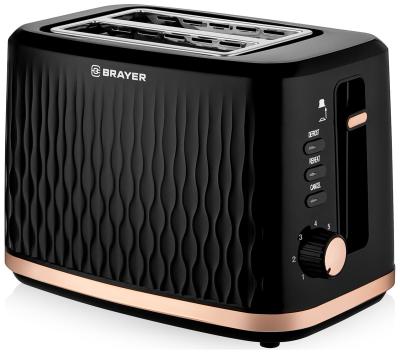 Тостер Brayer BR2105 870 Вт, 7 реж, автодогр, размор, отмена, автоотключ,2 тоста одновр, съем.подд