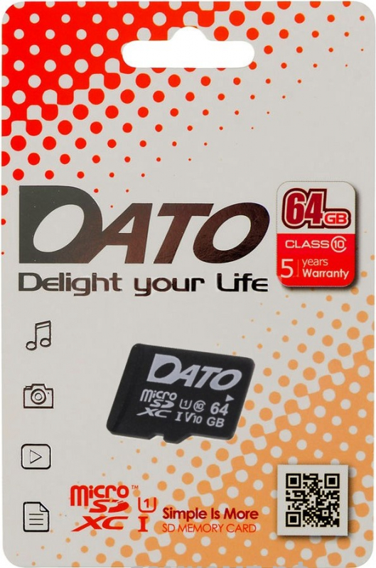 Карта памяти Transflash (MicroSDXC) Card_ 64 GB Class 10 Dato DTTF064GUIC10 w/o adapter
