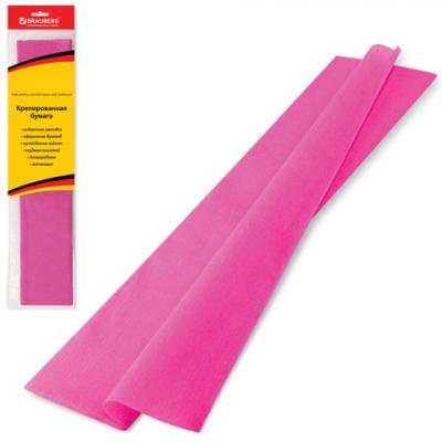 Цветная бумага ПОДЕЛОЧНАЯ КРЕПИРОВАННАЯ BRAUBERG, 50*200см, розовая, с подвес, 124729
