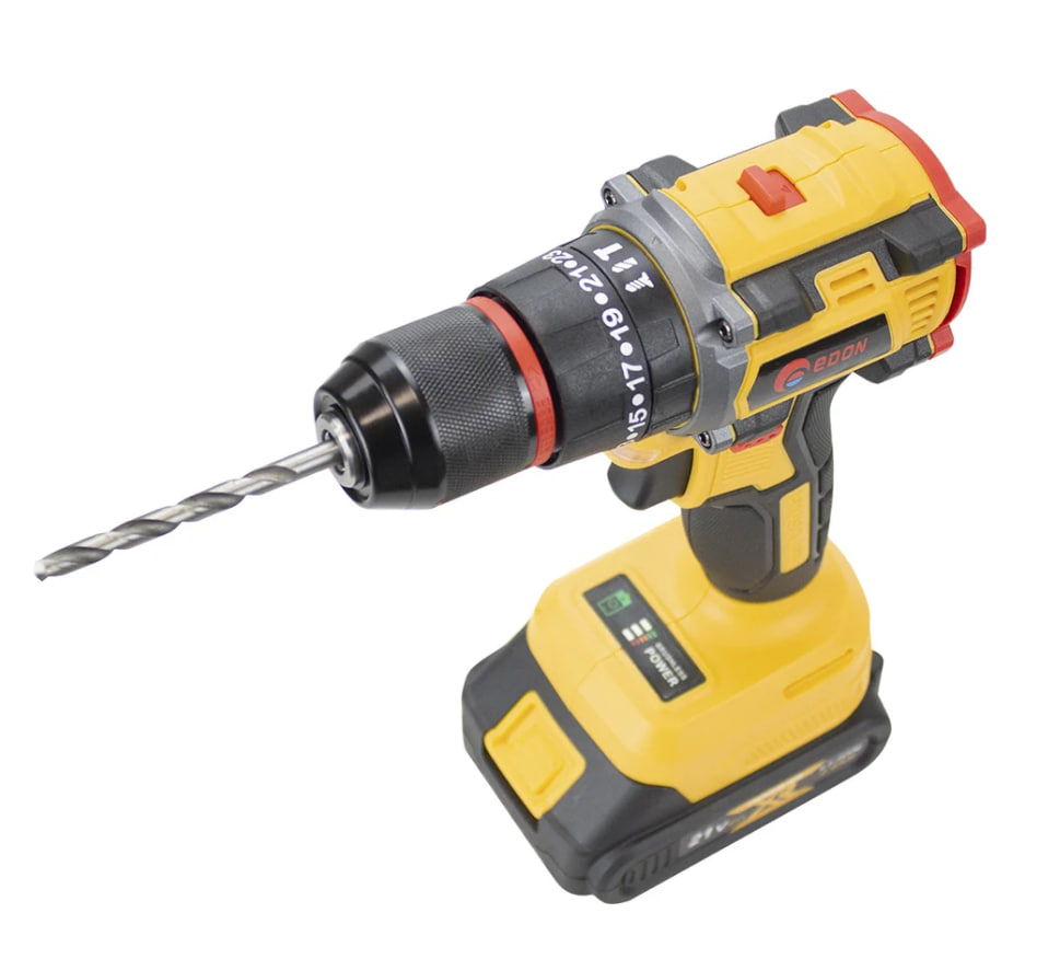 Аккумуляторный шуруповерт Edon Super AD-21PBL бесщеточный, ударный, 21В, 1Акк