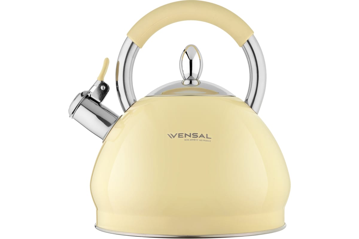 Чайник со свистком Vensal Vanille 3005VS 3,0 л с ручкой из нержавеющей стали и силикона