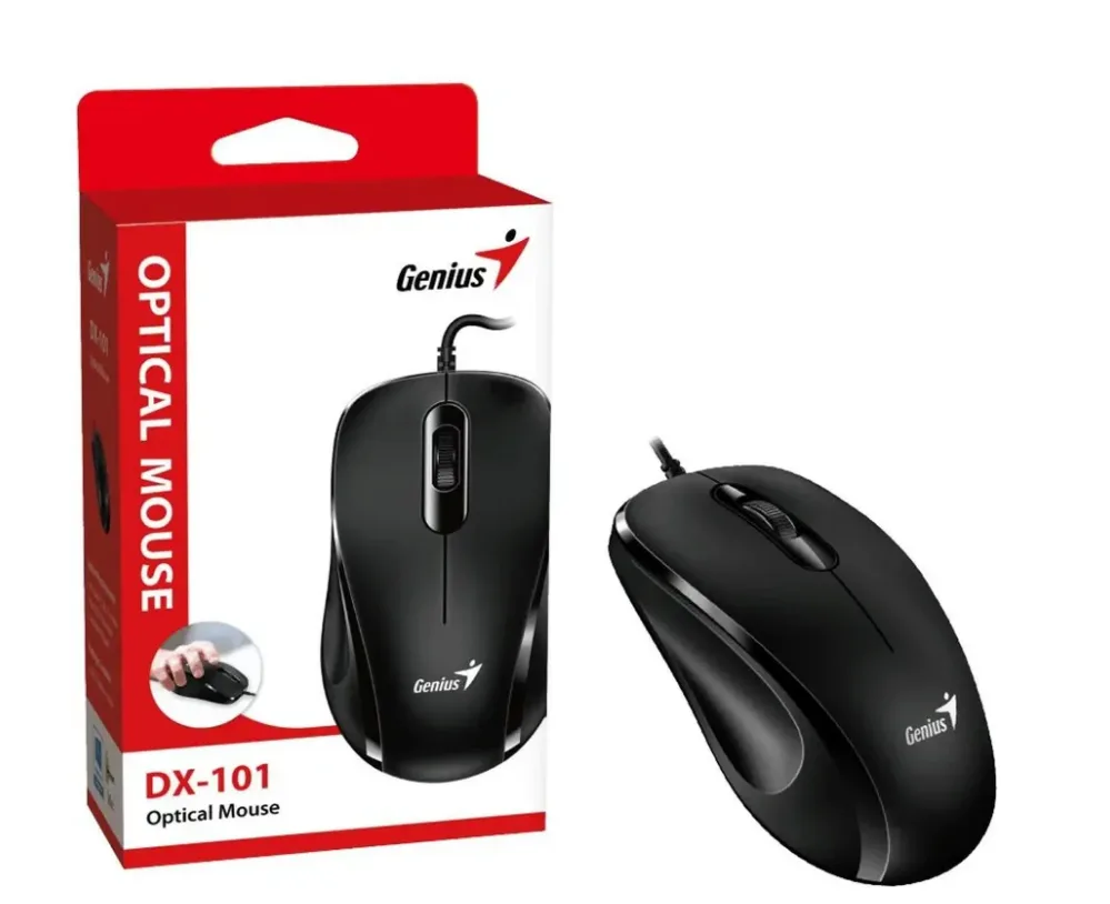 Мышка Genius DX-101, USB (чёрная, оптическая 1200dpi)