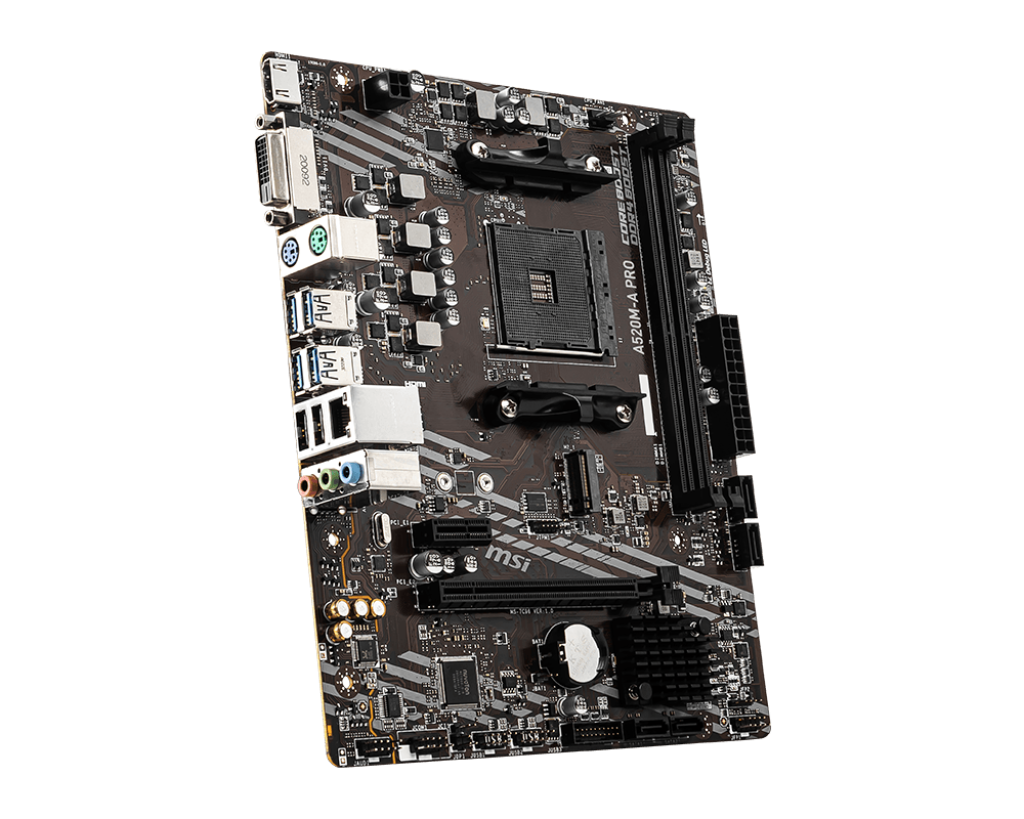 Материнская плата MSI A520M-A PRO Soc-AM4 PCI-E DVI+HDMI GbLAN SATA Micro ATX 2xDDR4 M.2
