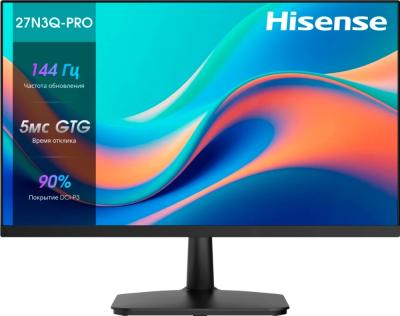 Монитор 27" Hisense 27N3Q-PRO IPS FHD чер HDMI DP VGA M/M 144Hz 250cd