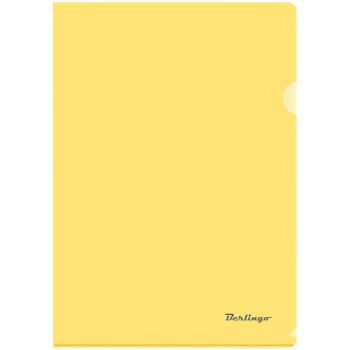 Папка-уголок А4 180мкм, прозрачная желтая, AGp_04105, BERLINGO*, 130548