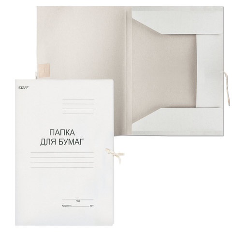 Папка для бумаг с завязками картонная STAFF,  310 г/м2, до 200 листов, 121120
