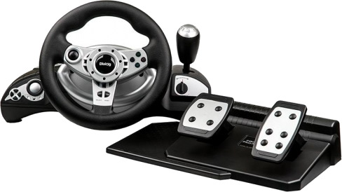 Руль Диалог GW-255VR Dialog  CyberPilot - вибро, 2 педали+рычаг, PC USB/PS4&3/XB1&360/Android/Switch