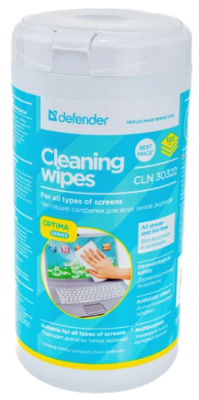 Салфетки Defender CLN 30322 Optima для экрана 100 шт,туба
