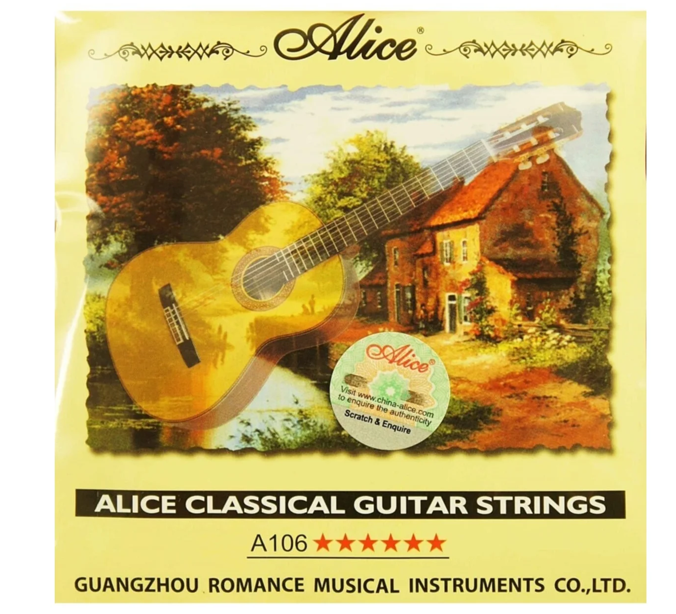 Струны для классической гитары AC106-H <чистый нейлон - посеребренная медь,сильное натяжение, Alice>