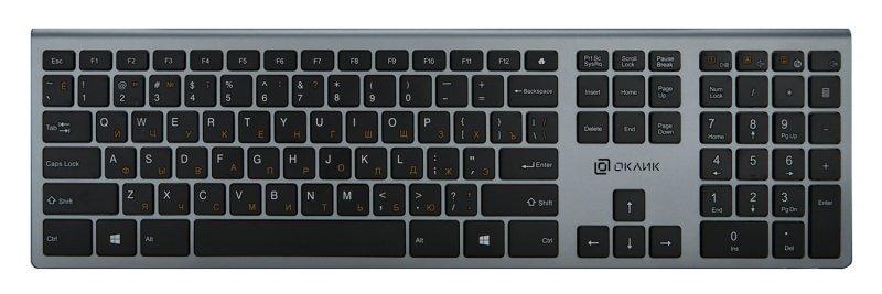 Клавиатура Oklick 890S серый USB беспроводная slim WT-1901