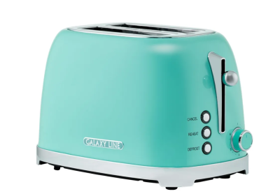 Тостер Galaxy Line GL 2917 "тиффани" металл,900 Вт,6 степ.подж.,подогрев,размороз.