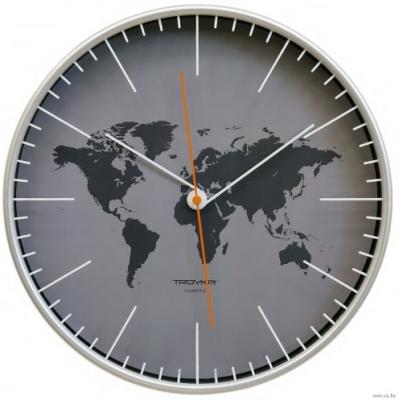 Часы настенные TROYKATIME 30,5см (77777733) круг пластик серый циферблат,серый корпус