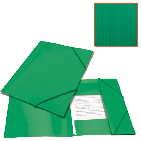 Папка на резинках BRAUBERG "Contract" зеленая, до 300 листов, 0,5мм, 221799