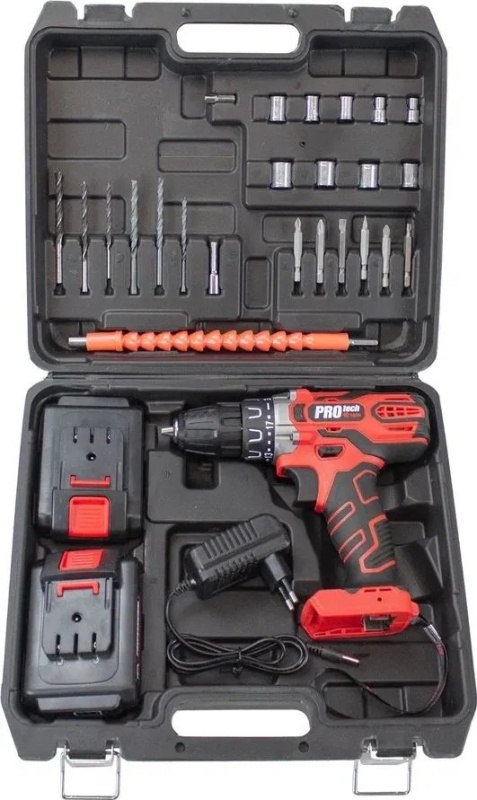 Аккумуляторный шуруповерт Edon PROtech PRO-16L2K (16В, 28Нм;2х2,0Ач Li-Ion,2скорости, пласт кейс)