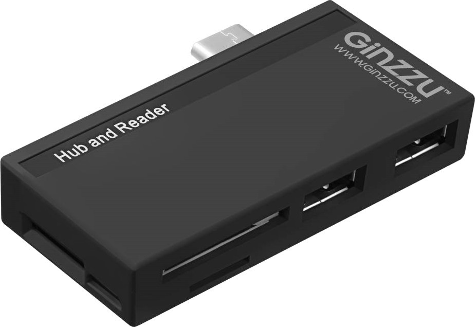 Кард-ридер  Ginzzu GR-562UB TYPE C SD/microSD & USB3.0/2.0 HUB