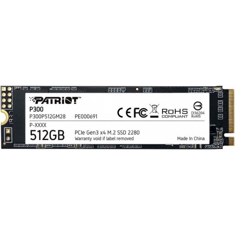 Диск SSD M.2 2280 512Gb Patriot P300 P300P512GM28 PCI-E x4(1700/1200Mbs,260000 IOPS,3D TLC,SM2263XT)