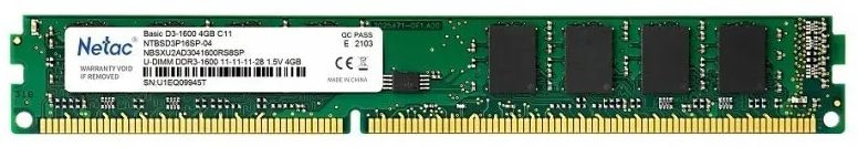 Модуль памяти DDR3 4096 Mb  1600 Mhz  (pc3-12800) Netac