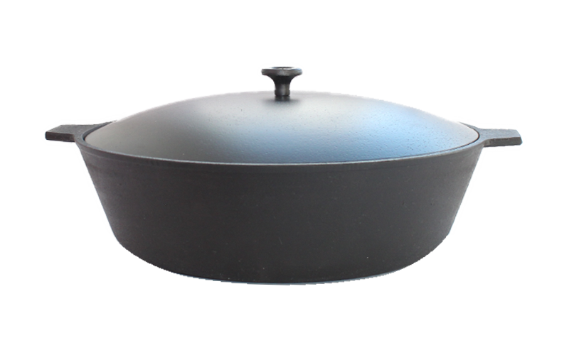 Сковорода 26 см Камская посуда чугун с двумя ушками алюм.крышка у6061