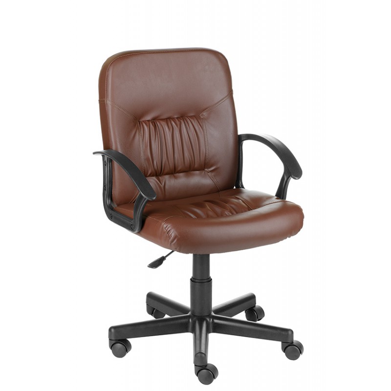 Кресло офисное "Чат" кожзам коричневый, топ-ган