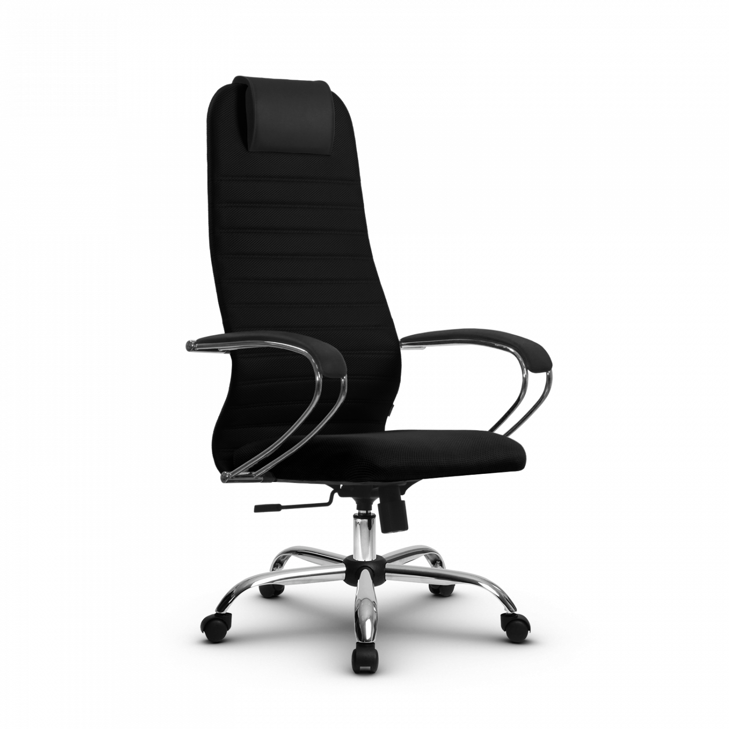 Кресло Metta SU-BК-10 чёрное,крестовина и подлокот.хром,спинка и сидение ткань сетка,2 места