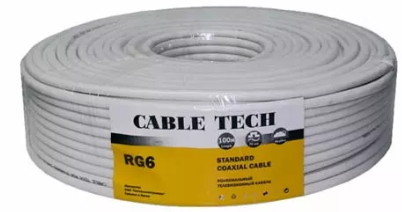 Кабель коаксиальный 75 Ом RG6 0.8(жила)/32*0.12(оплетка) CCS/AL, Cable tech Light