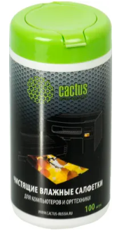 Салфетки Cactus CS-T1002 для компьютеров и оргтехники туба 100шт влажных