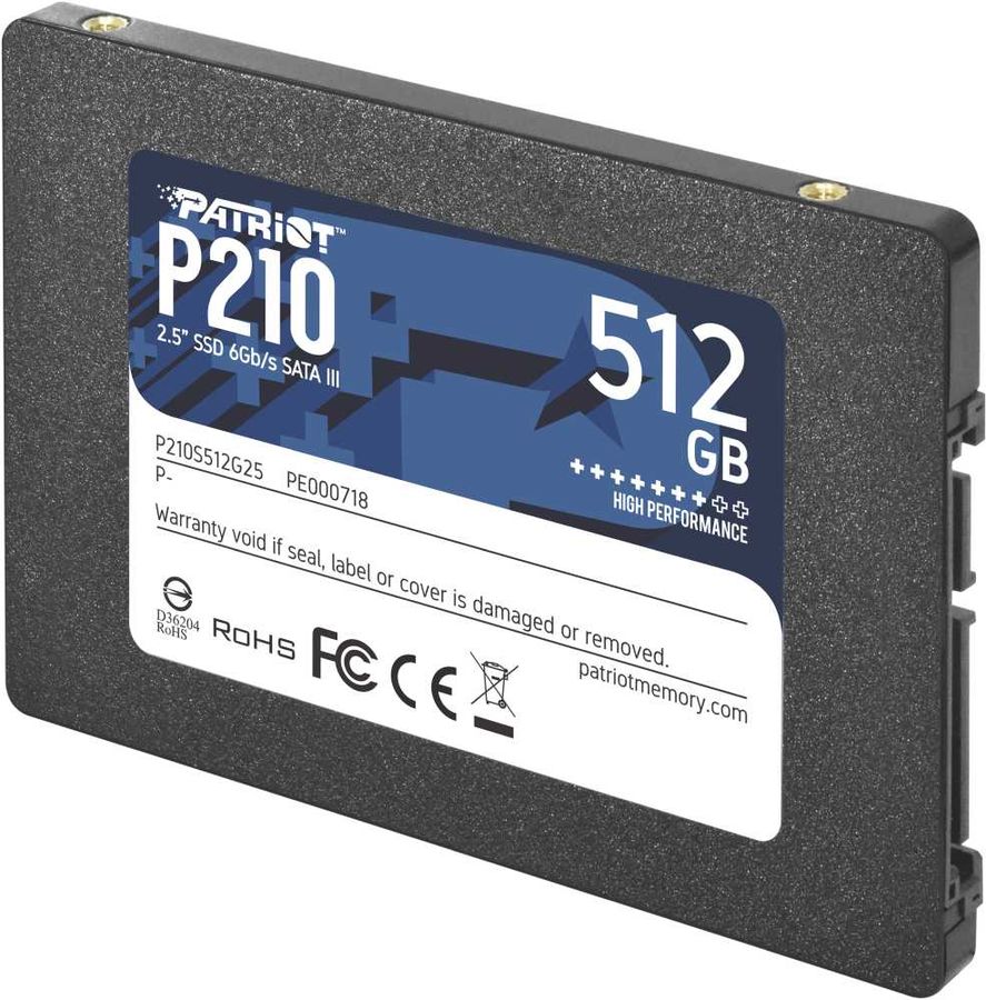 Диск SSD 2,5" 512 Gb Patriot P210 (P210S512G25) SATA III (520/430Mbs)