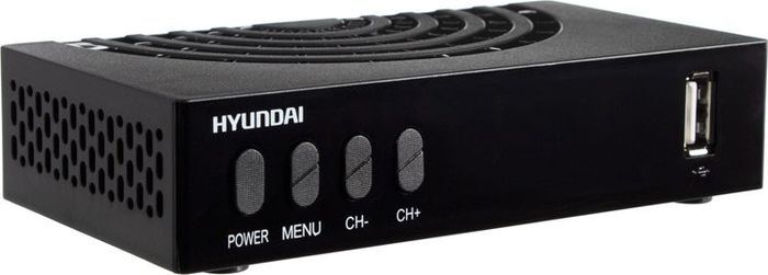 Ресивер DVB-T2 Hyundai H-DVB440 черный Поддержка HD: 	720p, 1080i, DVB-C/DVB-T/T2/3RCA в комплекте 