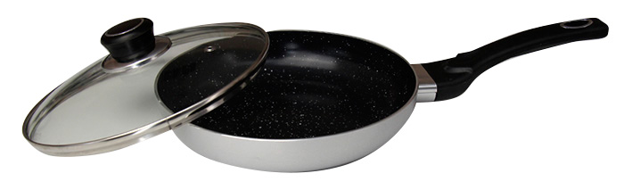 Сковорода 24 см Galaxy GL 9819 24*4,8см, мраморн.керам.покр Excilon, крышка, подходит для индукци