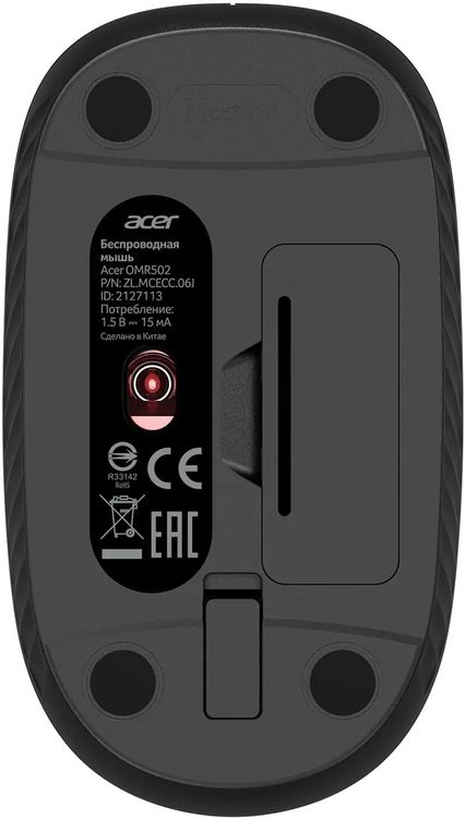 Мышь Acer OMR502 черный оптич. 1600dpi беспров. USB 4but (ZL.MCE11.01A)