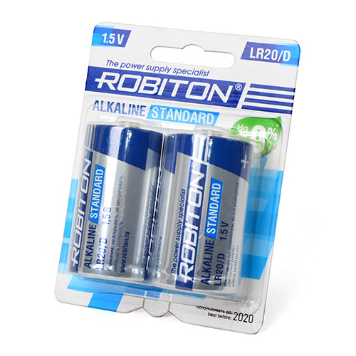 Батарейки Robiton D LR20 алкалиновые 2шт.