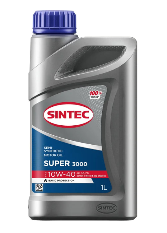 СРЕДСТВО для 4-х тактных двигателей SINTEC SUPER 3000 SAE 10W40 SG/CD (п/синт) 1л