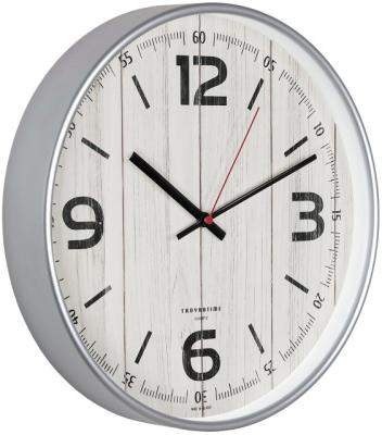 Часы настенные TROYKATIME 30,5см (77777757) круг пластик белый циферблат, корпус под дерево