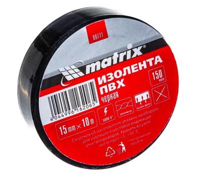 Изолента Matrix 15 мм х 10 м, черная, 150мкм