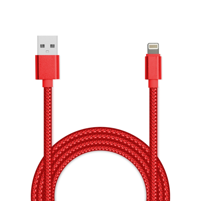 Дата-кабель USB с разъемом 8-pin для Apple 1м,  Jet.A JA-DC44 2А красный в оплетке