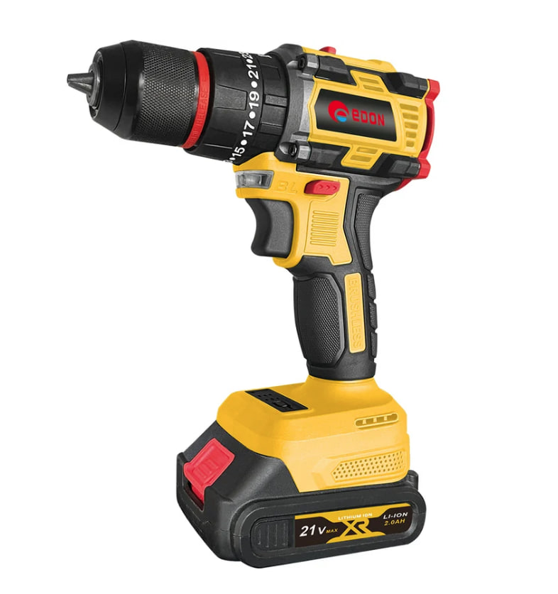 Аккумуляторный шуруповерт Edon Super AD-21PBL бесщеточный, ударный, 21В, 1Акк