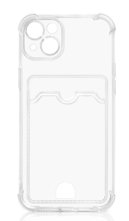 Чехол для Apple iPhone 14, прозрачная силиконовая накладка + карман DF iCardCase-06