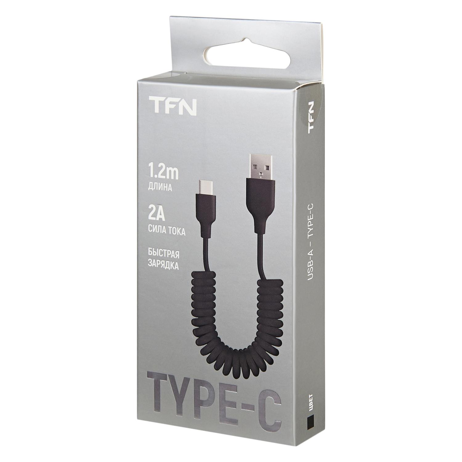 Кабель USB 2.0 - Type C TFN витой 1m черный, TFN, TFN-CUSBTWSTDBK