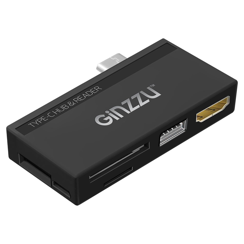 Кард-ридер  Ginzzu GR-862UB Type C, HDMI+USB2.0+U2:SD/TFx2