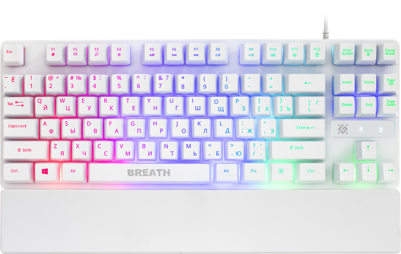Клавиатура Defender Breath GK-184 RU, белый,радужная,87кнопок игровая