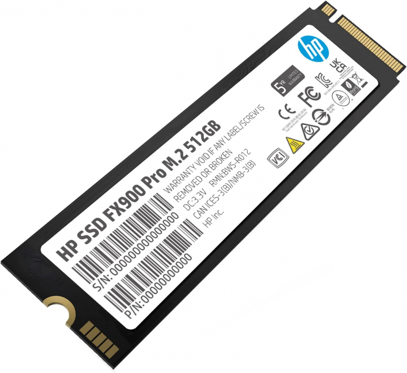 Диск SSD M.2 2280 512Gb HP FX900 Pro<4A3T9AA>(PCI-E 4.0x4,up to 7000/2900MBs,DRAM Cache,300TBW,NVMe)