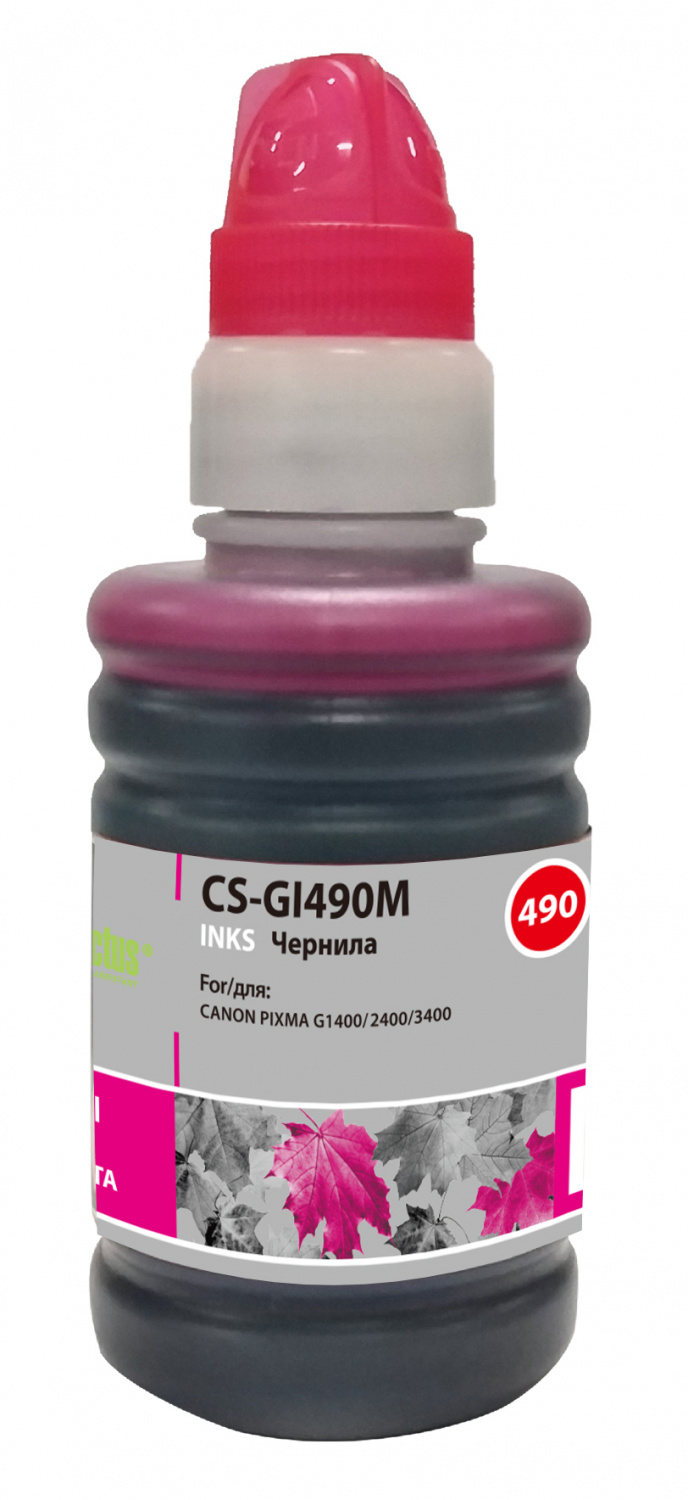 Чернила Cactus CS-GI490M GI-490 пурпурный 100мл для Canon Pixma G1400/G2400/G3400