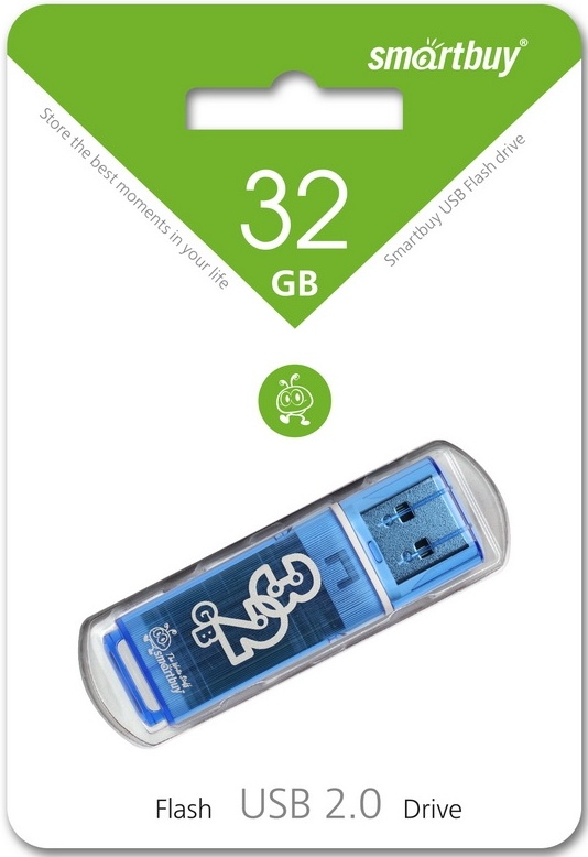 Флэш-память USB_ 32 GB Smartbuy Glossy series Blue (SB32GBGS-B) USB 2.0