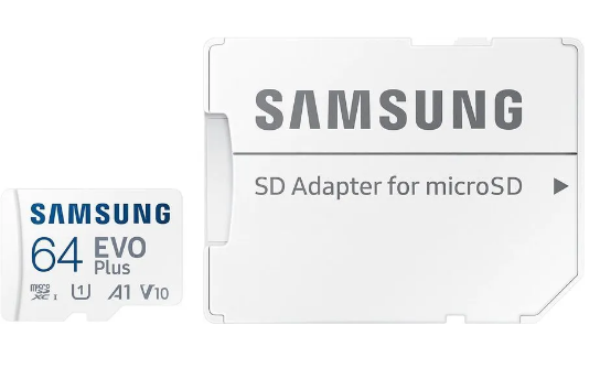 Карта памяти SAMSUNG (MicroSD) Card_ 64 GB Class 10 Evo PLUS + SD адаптер, SAM-MB-MC64KAEU