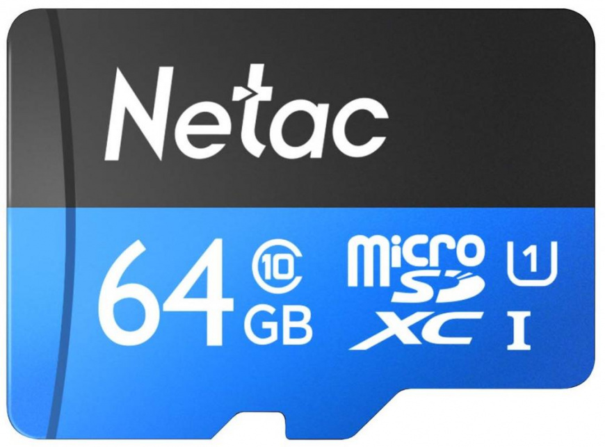 Карта памяти Transflash (MicroSDXC) Card_ 64 GB Class 10  Netac NT02P500STN-064G-R P500 + adapter